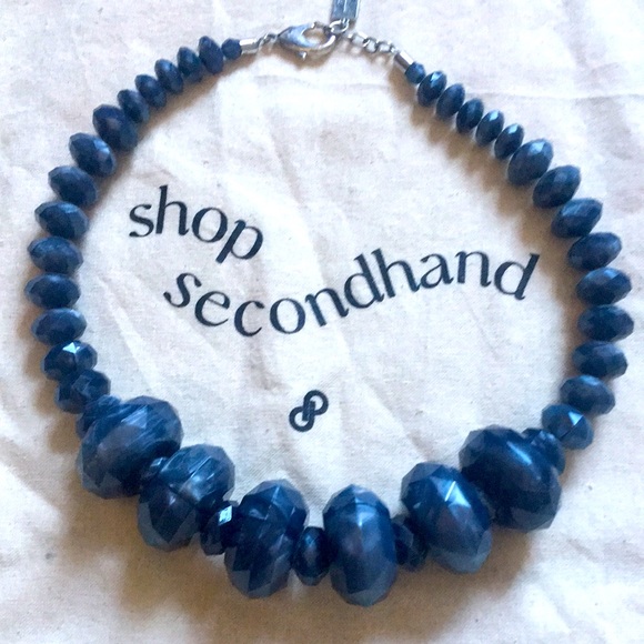 Max Mara Weekend Faceted Iridescent Grey Blue Chunky Statement Bead Necklace - Picture 2 of 5